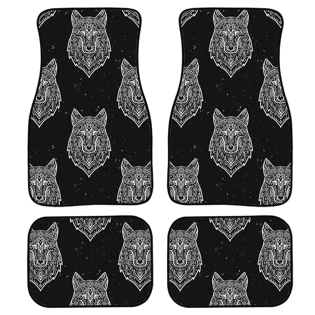 Native Tribal Wolf Pattern Print Front and Back Car Floor Mats