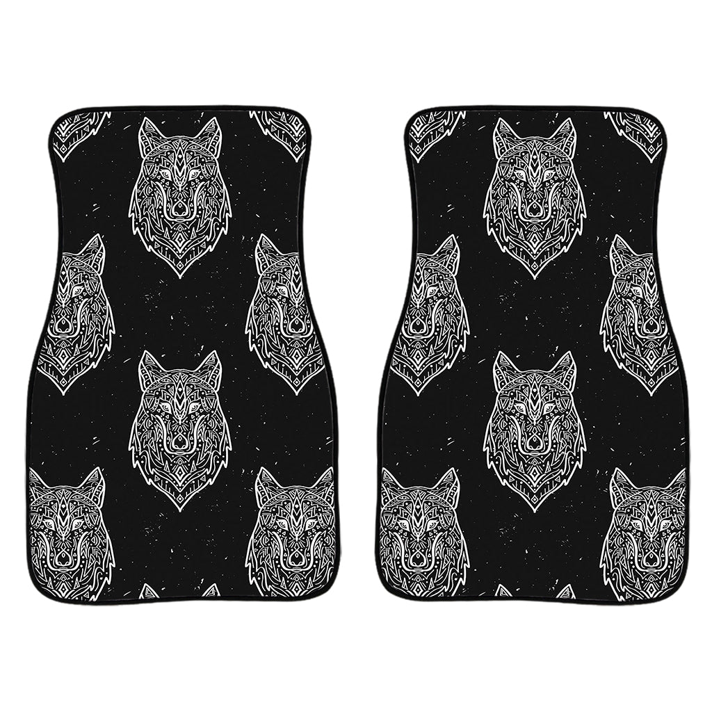 Native Tribal Wolf Pattern Print Front Car Floor Mats