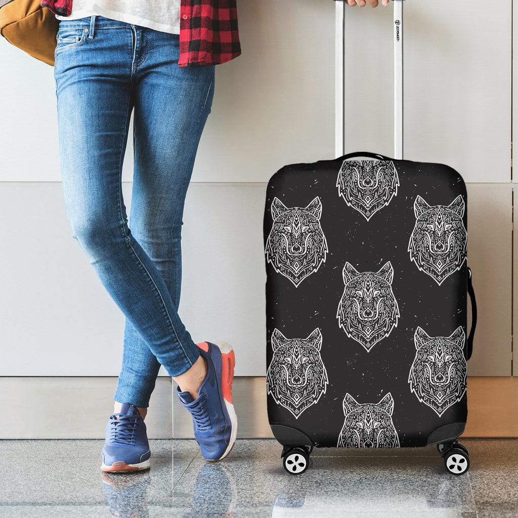 Native Tribal Wolf Pattern Print Luggage Cover