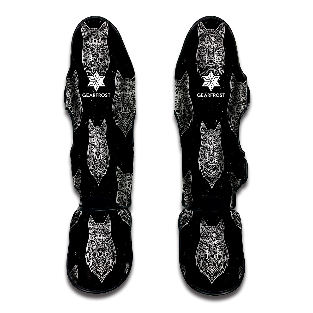 Native Tribal Wolf Pattern Print Muay Thai Shin Guards