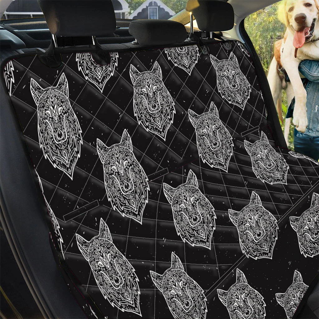 Native Tribal Wolf Pattern Print Pet Car Back Seat Cover