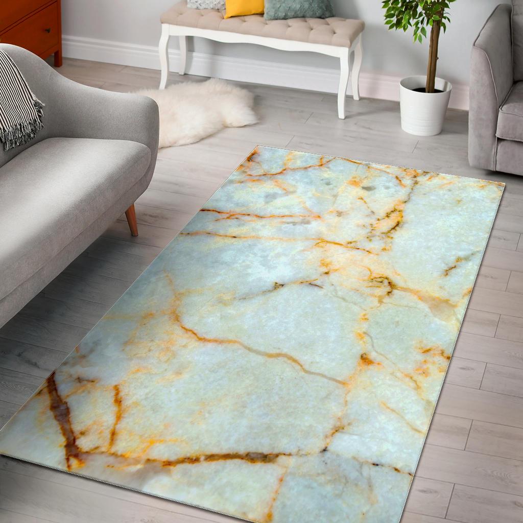 Natural Gold Marble Print Area Rug