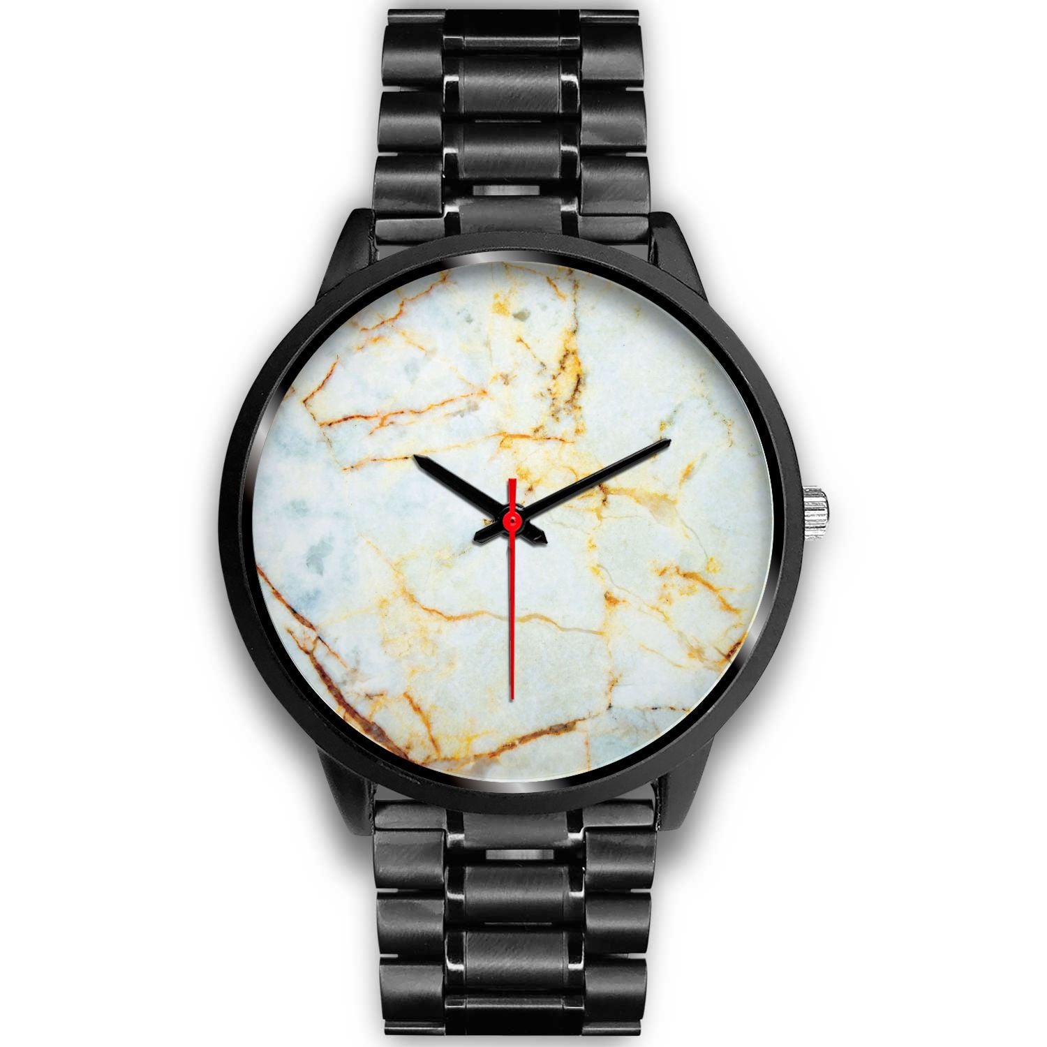 Natural Gold Marble Print Black Watch