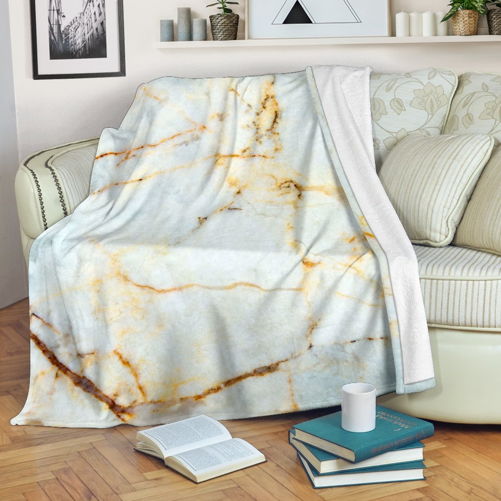 Natural Gold Marble Print Blanket