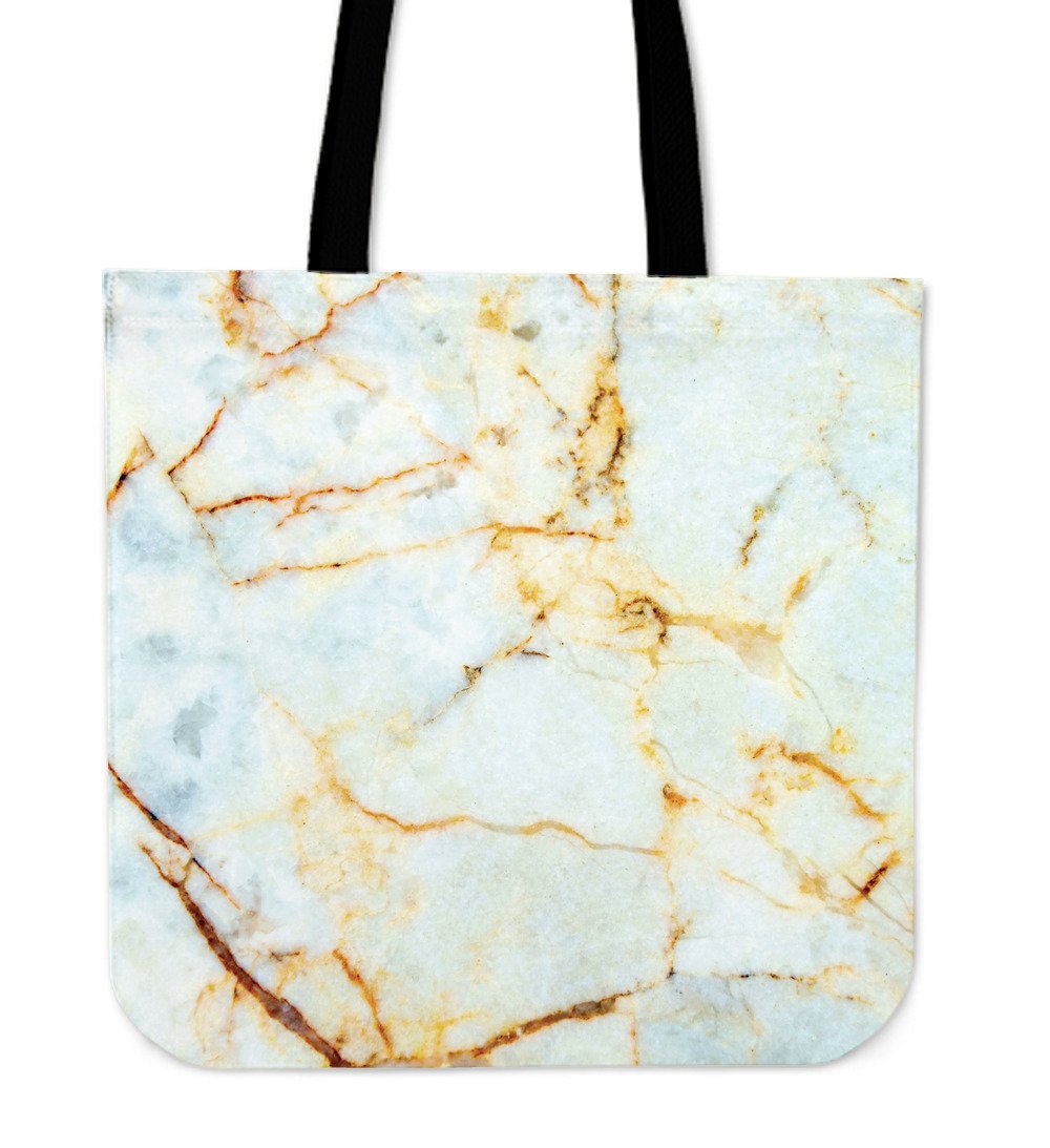 Natural Gold Marble Print Canvas Tote Bag