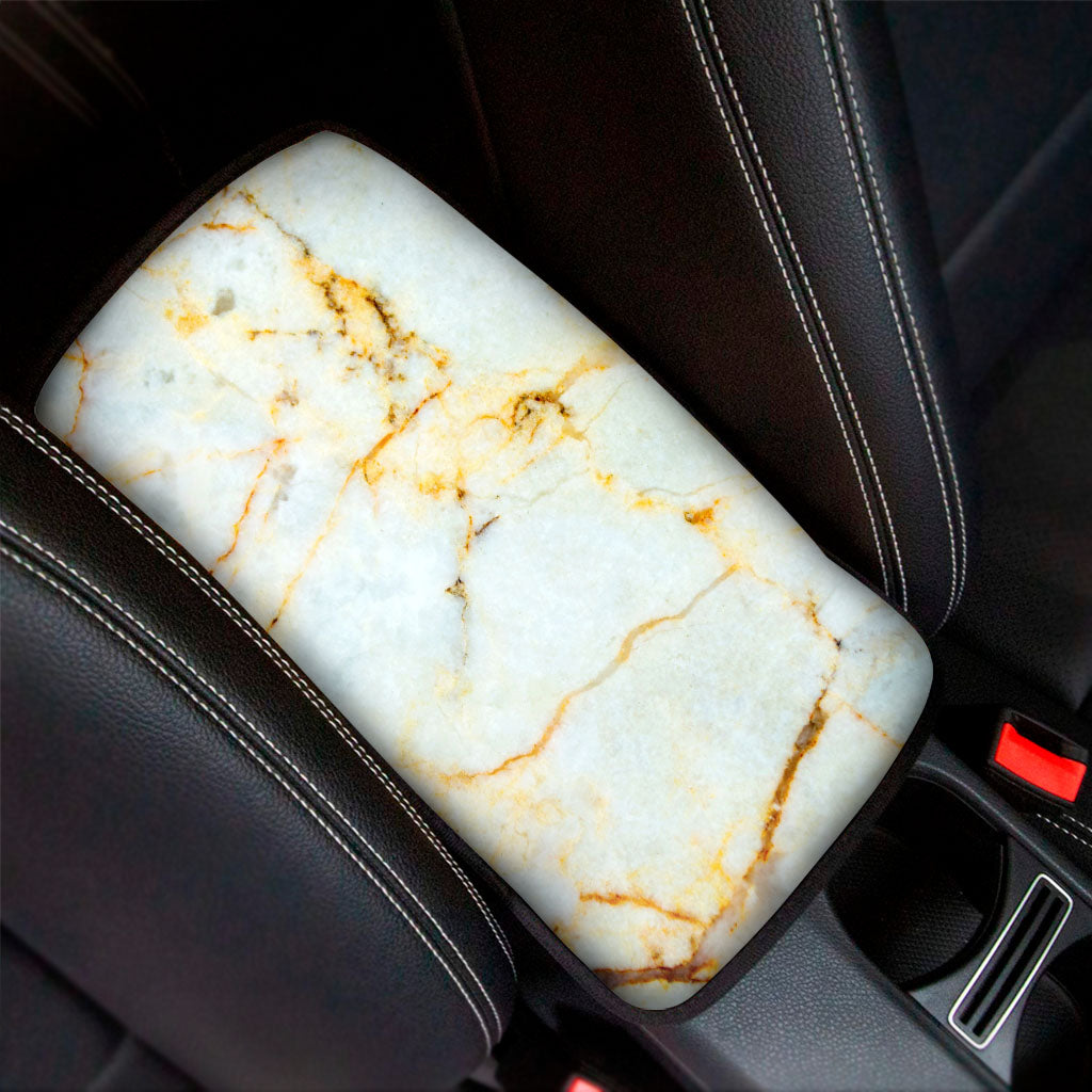 Natural Gold Marble Print Car Center Console Cover