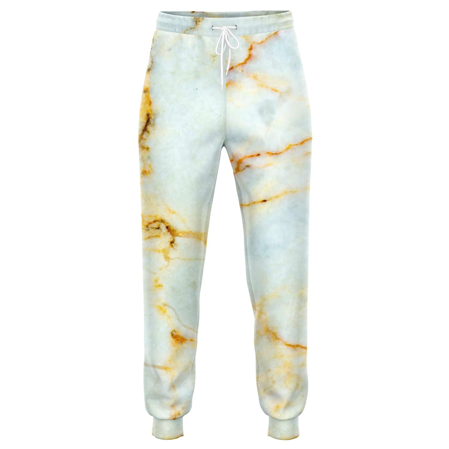 Natural Gold Marble Print Jogger Pants