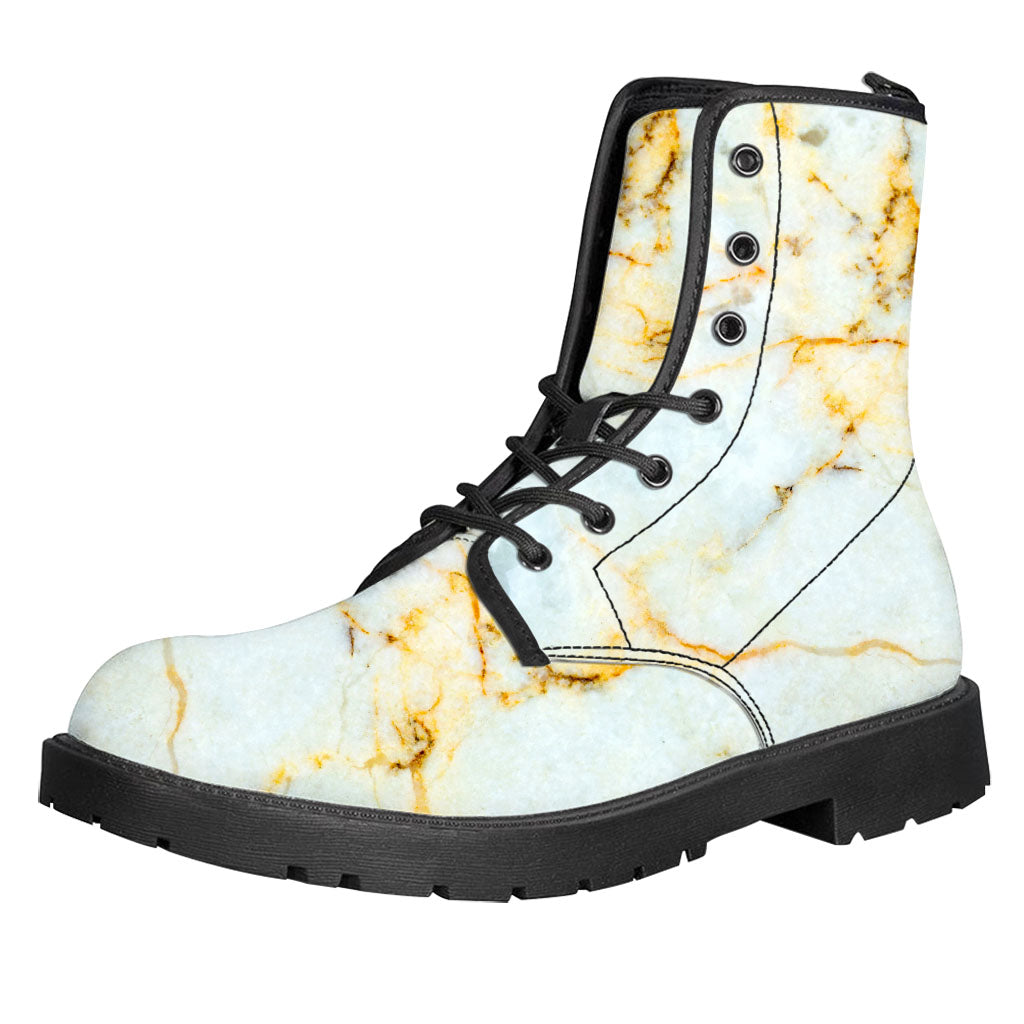 Natural Gold Marble Print Leather Boots