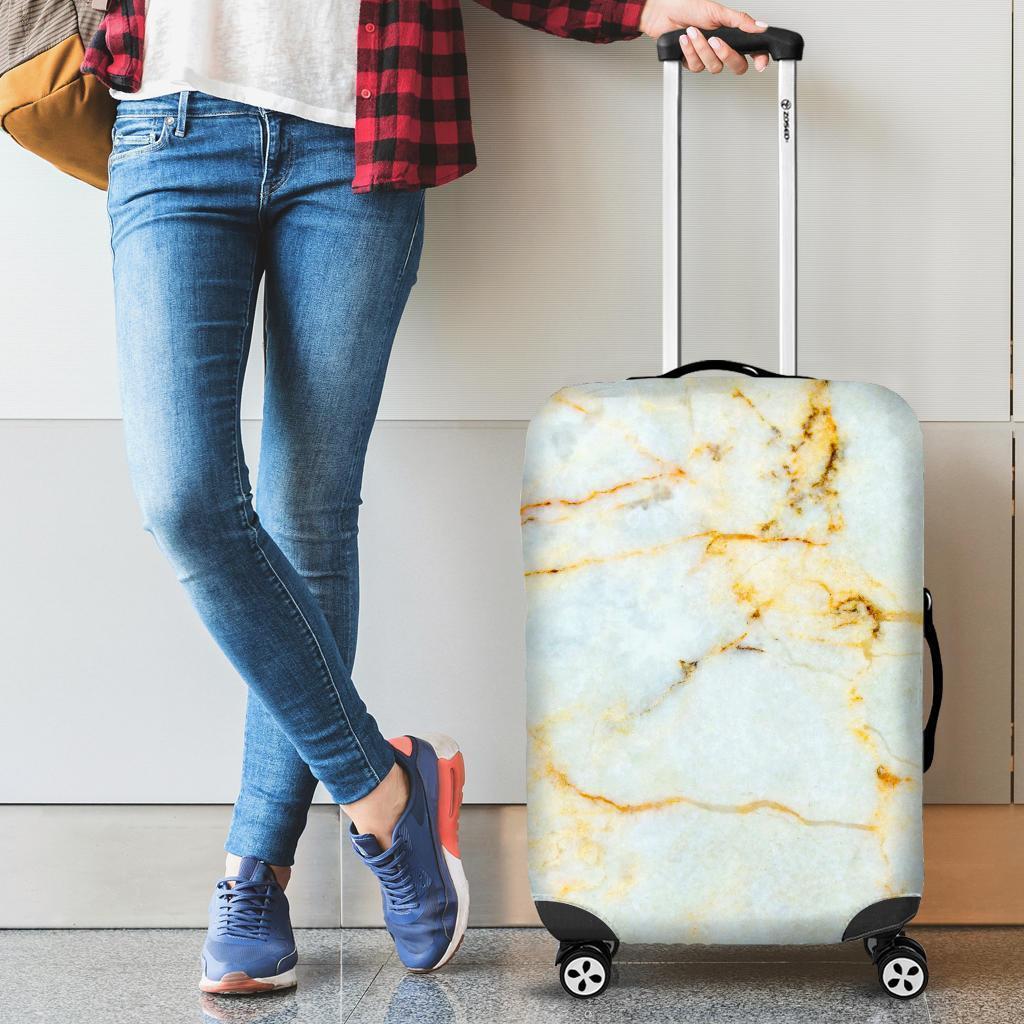 Natural Gold Marble Print Luggage Cover