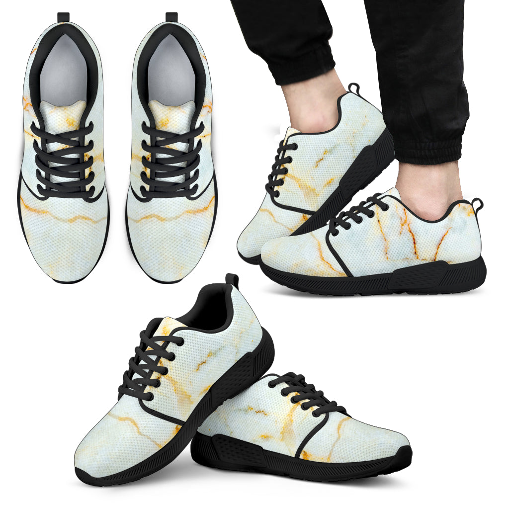 Natural Gold Marble Print Men's Athletic Shoes