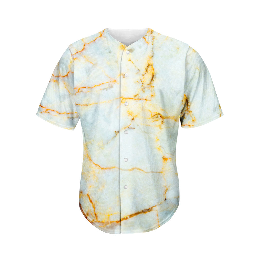 Natural Gold Marble Print Men's Baseball Jersey