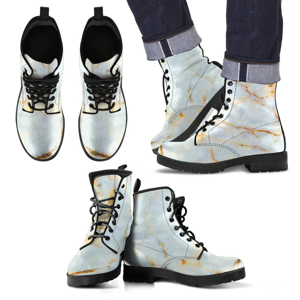 Natural Gold Marble Print Men's Boots