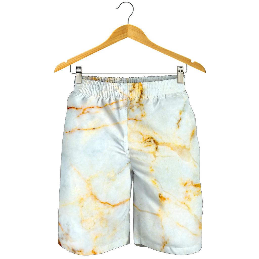 Natural Gold Marble Print Men's Shorts