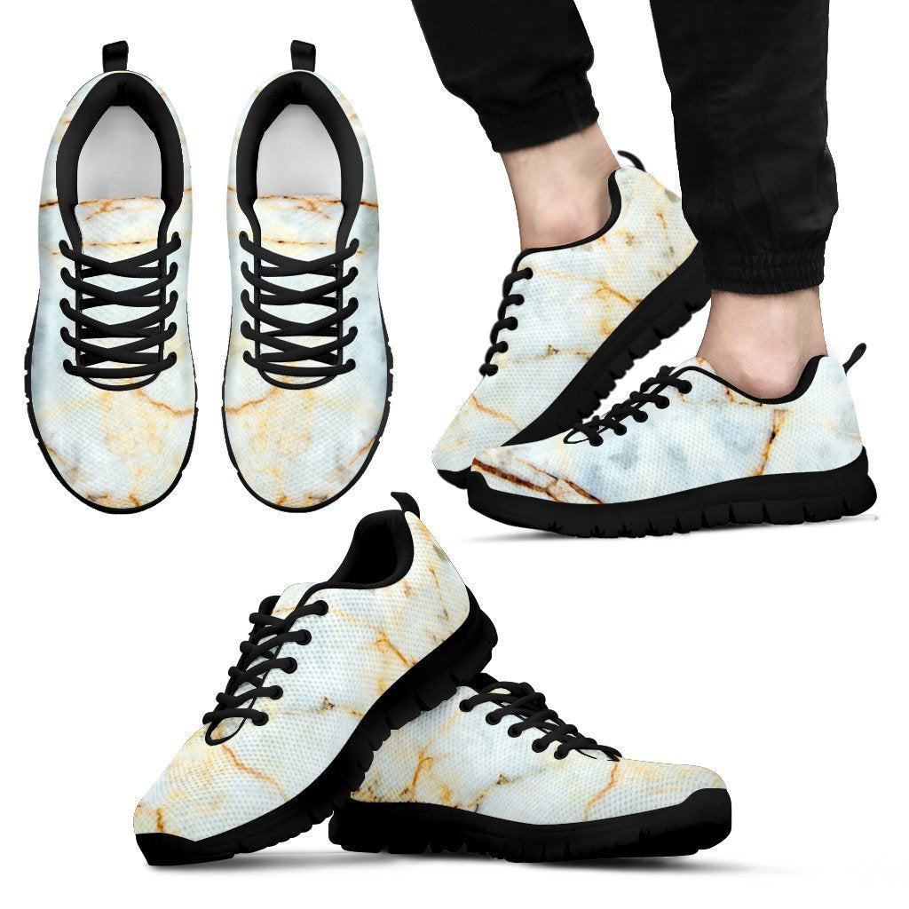 Natural Gold Marble Print Men's Sneakers