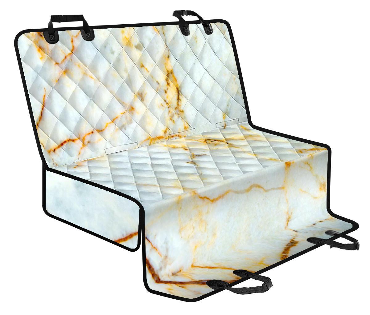 Natural Gold Marble Print Pet Car Back Seat Cover