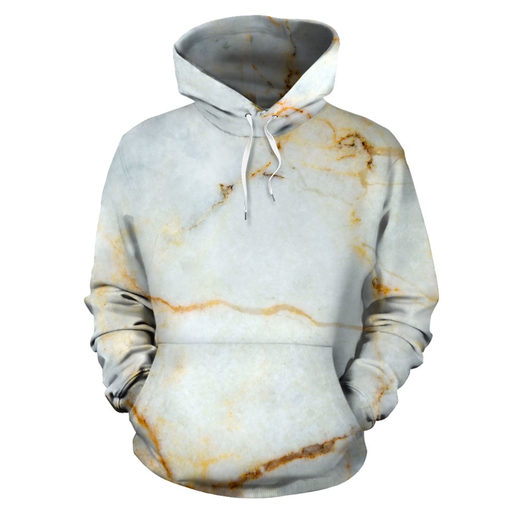 Natural Gold Marble Print Pullover Hoodie