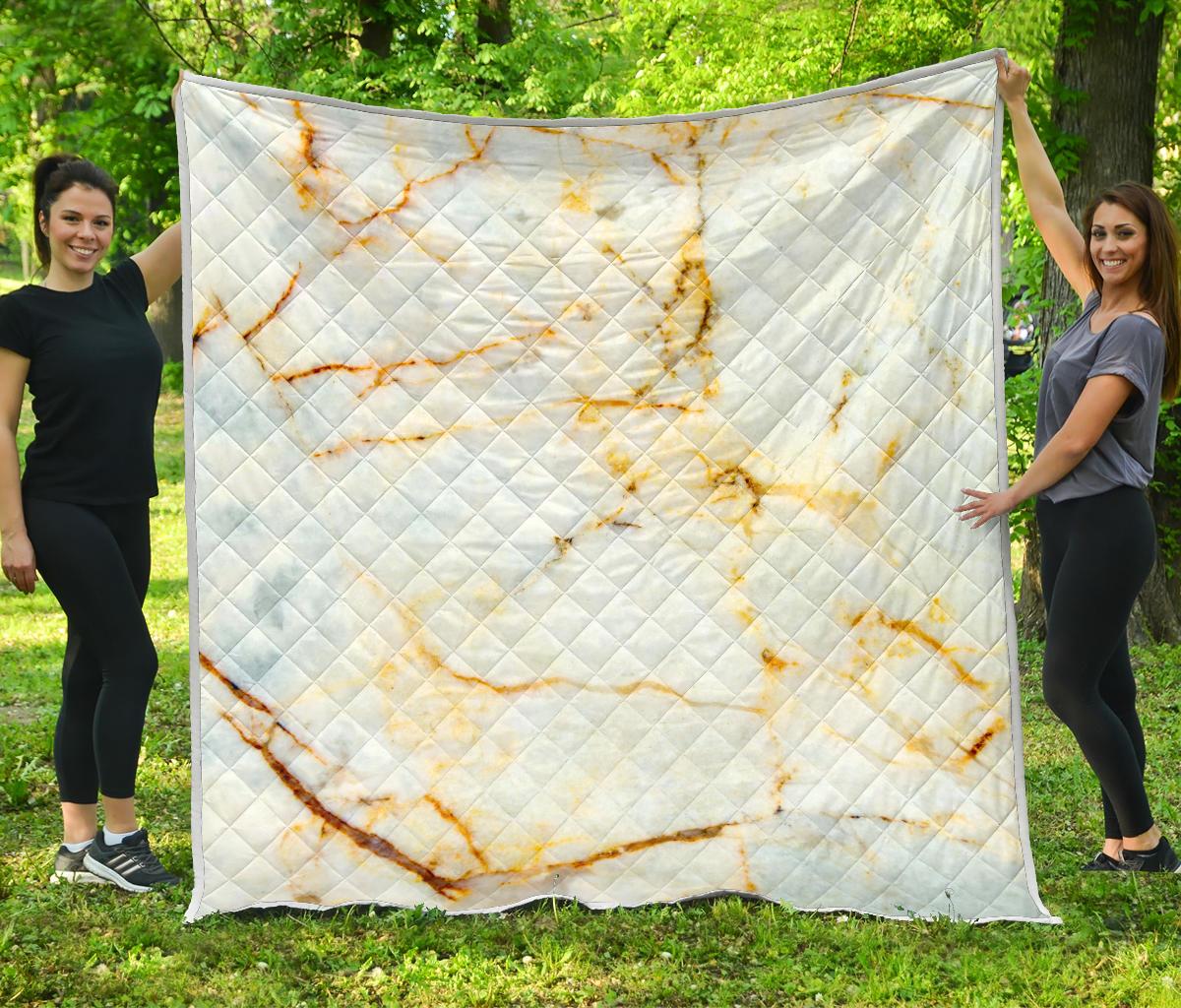 Natural Gold Marble Print Quilt