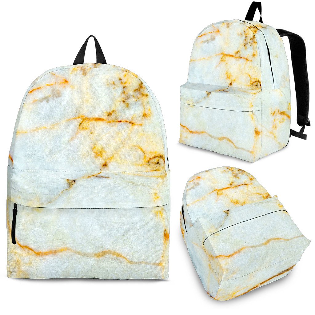 Natural Gold Marble Print School Backpack