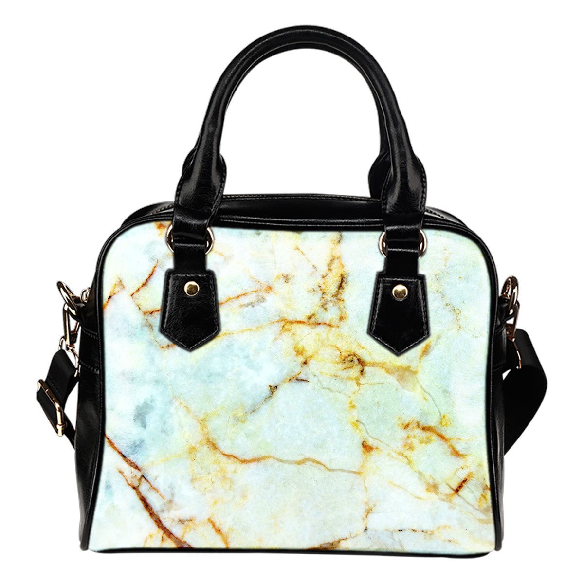 Natural Gold Marble Print Shoulder Handbag