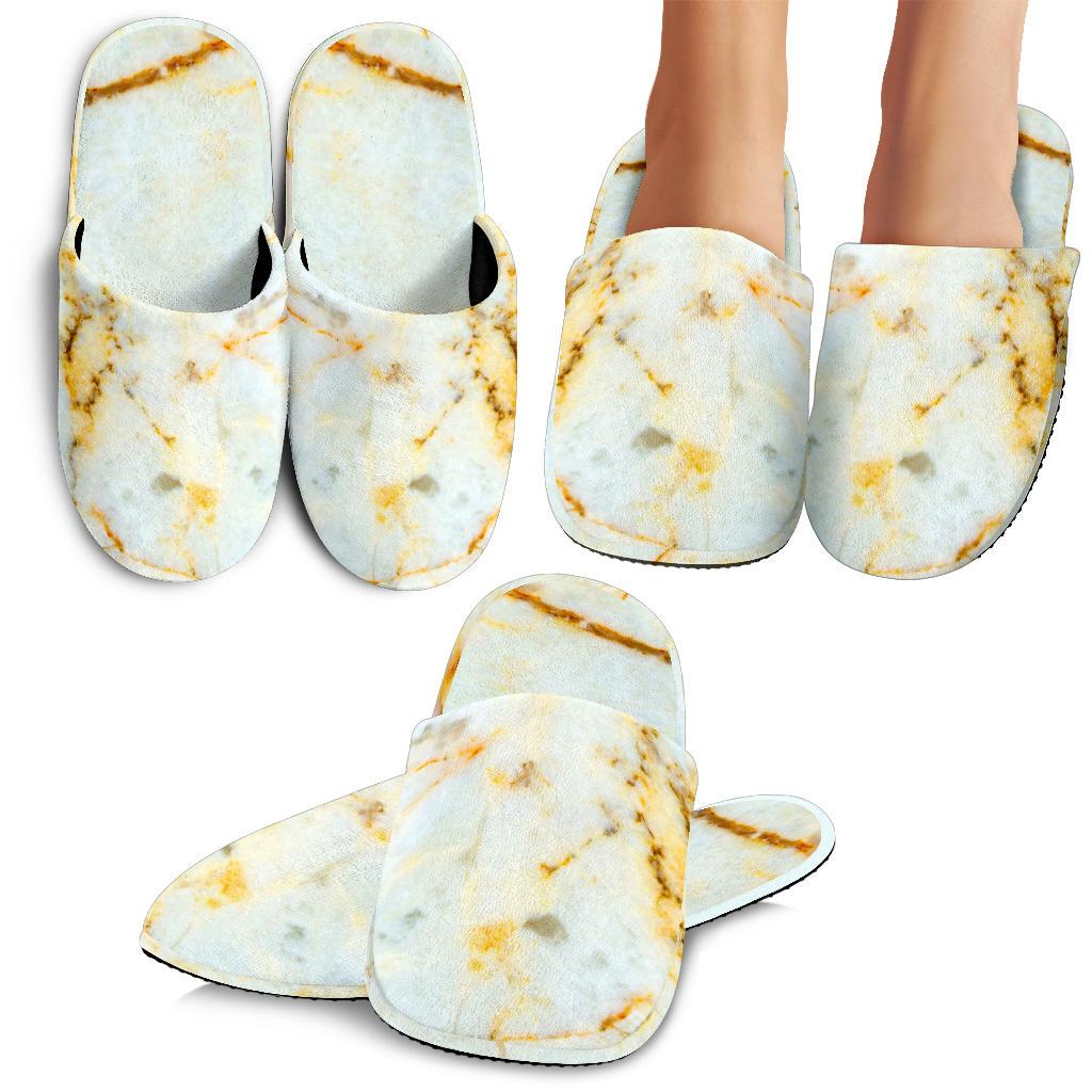 Natural Gold Marble Print Slippers