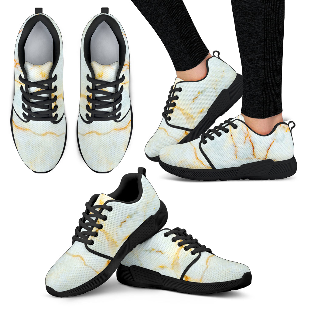 Natural Gold Marble Print Women's Athletic Shoes