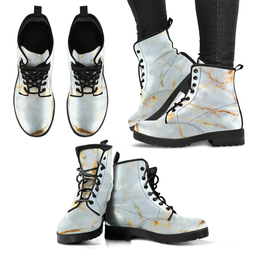 Natural Gold Marble Print Women's Boots