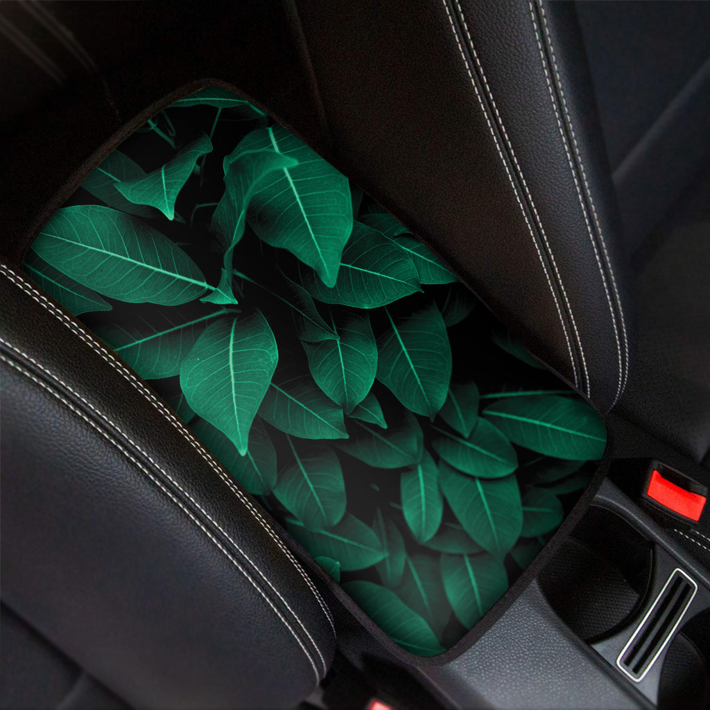 Natural Green Leaf Print Car Center Console Cover