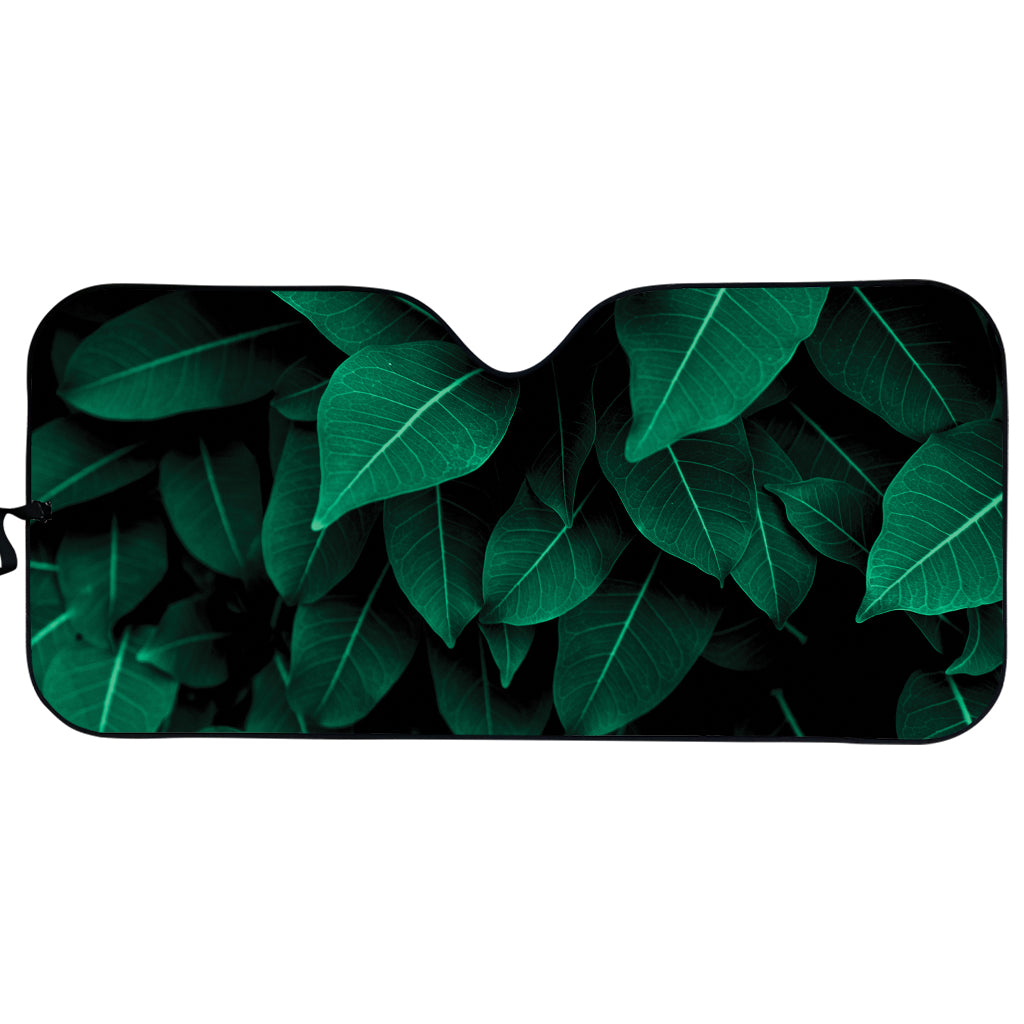 Natural Green Leaf Print Car Sun Shade