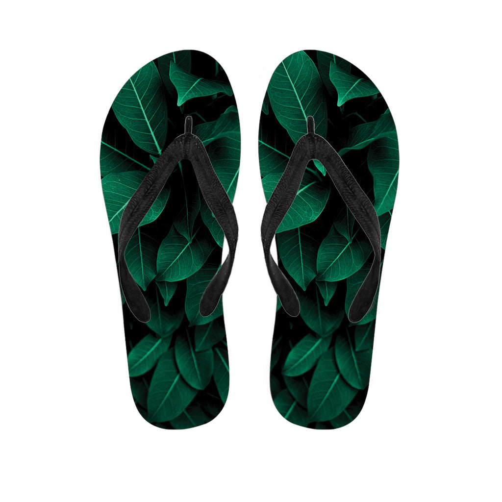 Natural Green Leaf Print Flip Flops