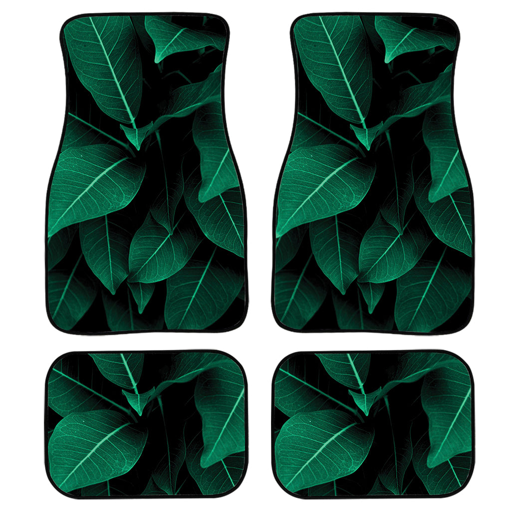 Natural Green Leaf Print Front and Back Car Floor Mats