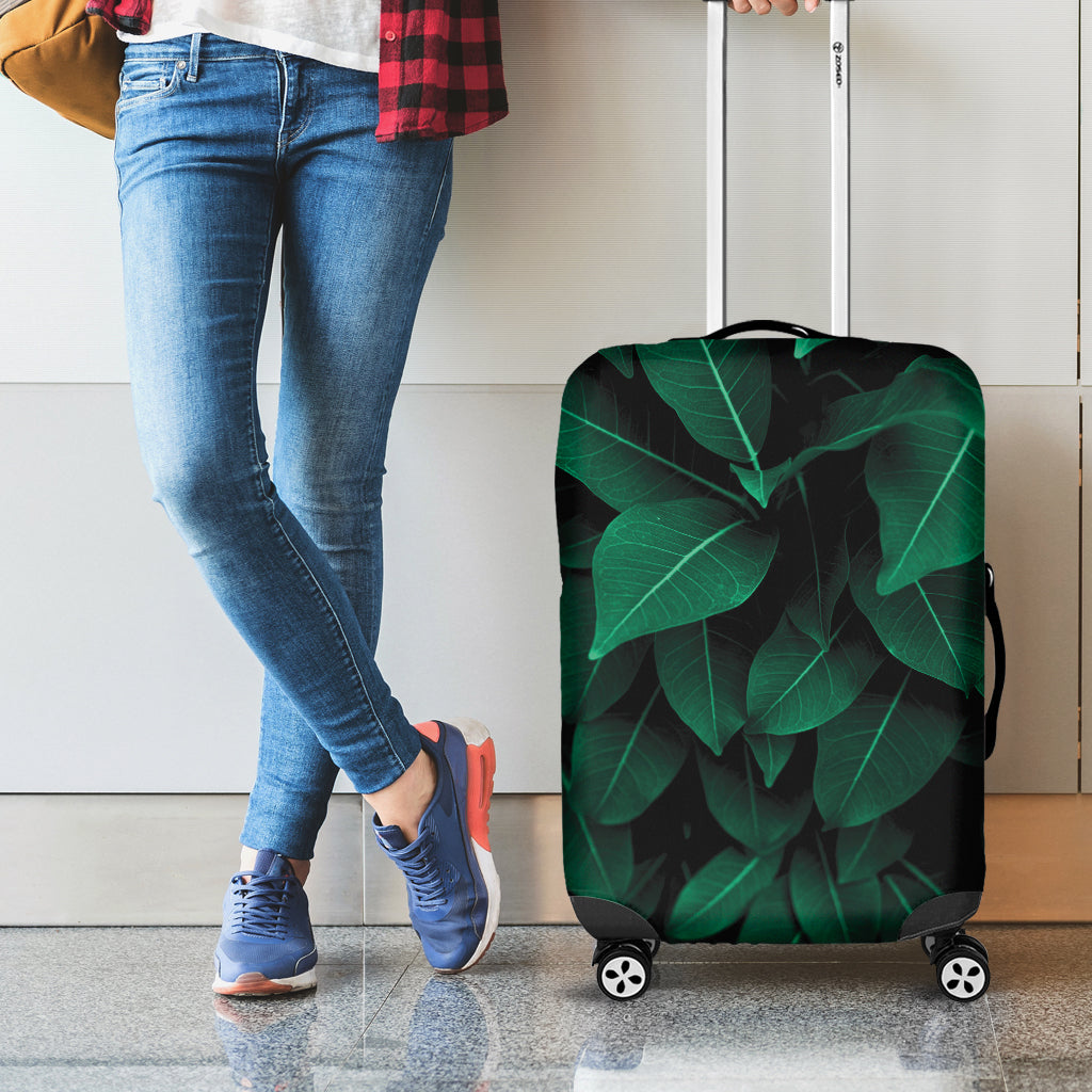 Natural Green Leaf Print Luggage Cover