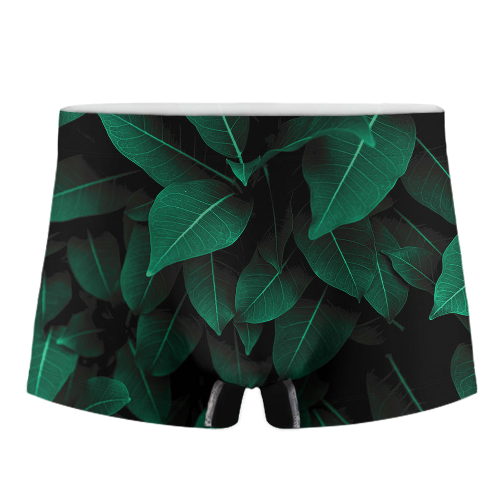 Natural Green Leaf Print Men's Boxer Briefs