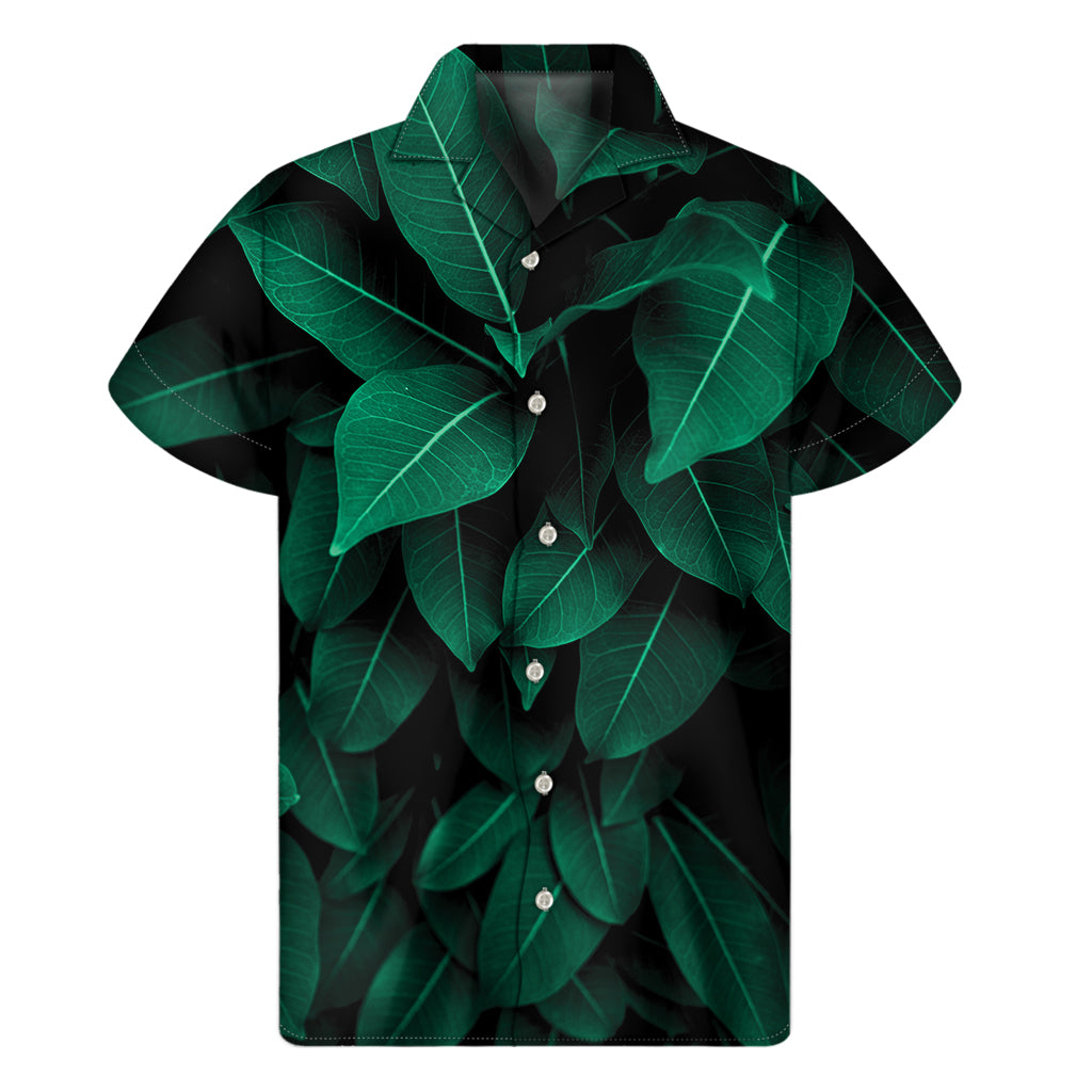 Natural Green Leaf Print Men's Short Sleeve Shirt