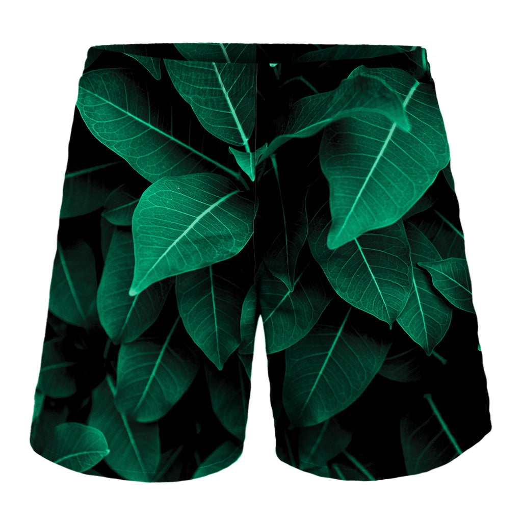 Natural Green Leaf Print Men's Shorts