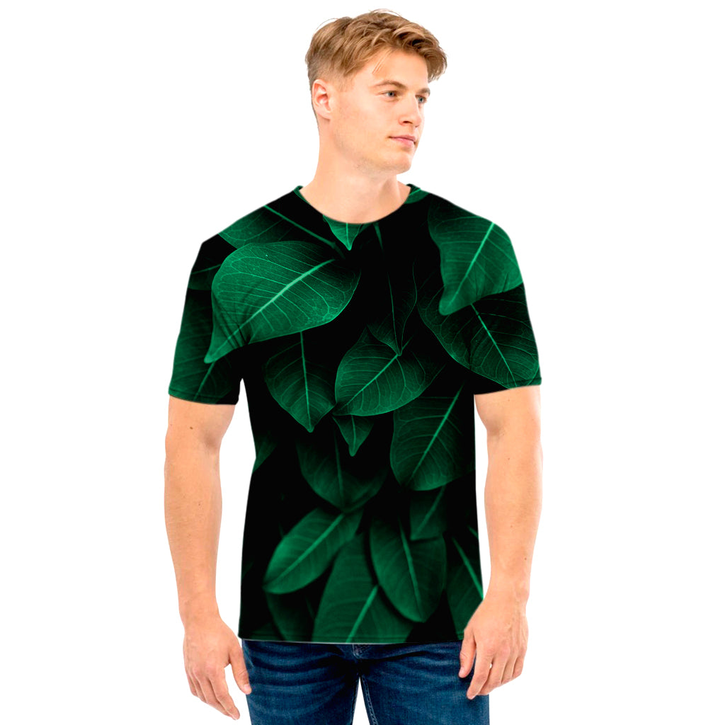 Natural Green Leaf Print Men's T-Shirt