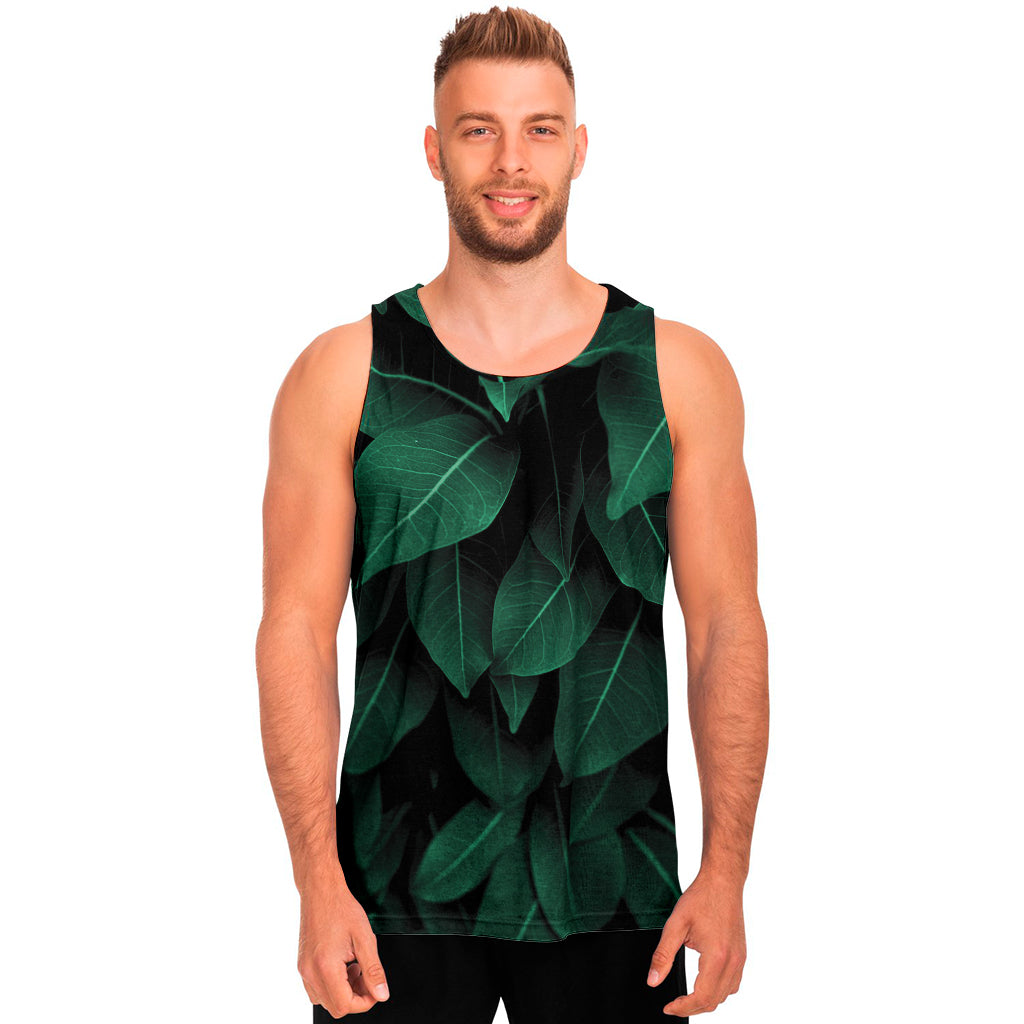 Natural Green Leaf Print Men's Tank Top