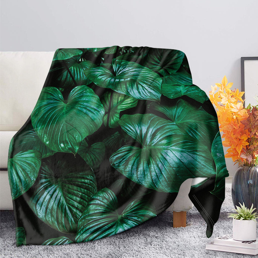 Natural Tropical Leaf Print Blanket