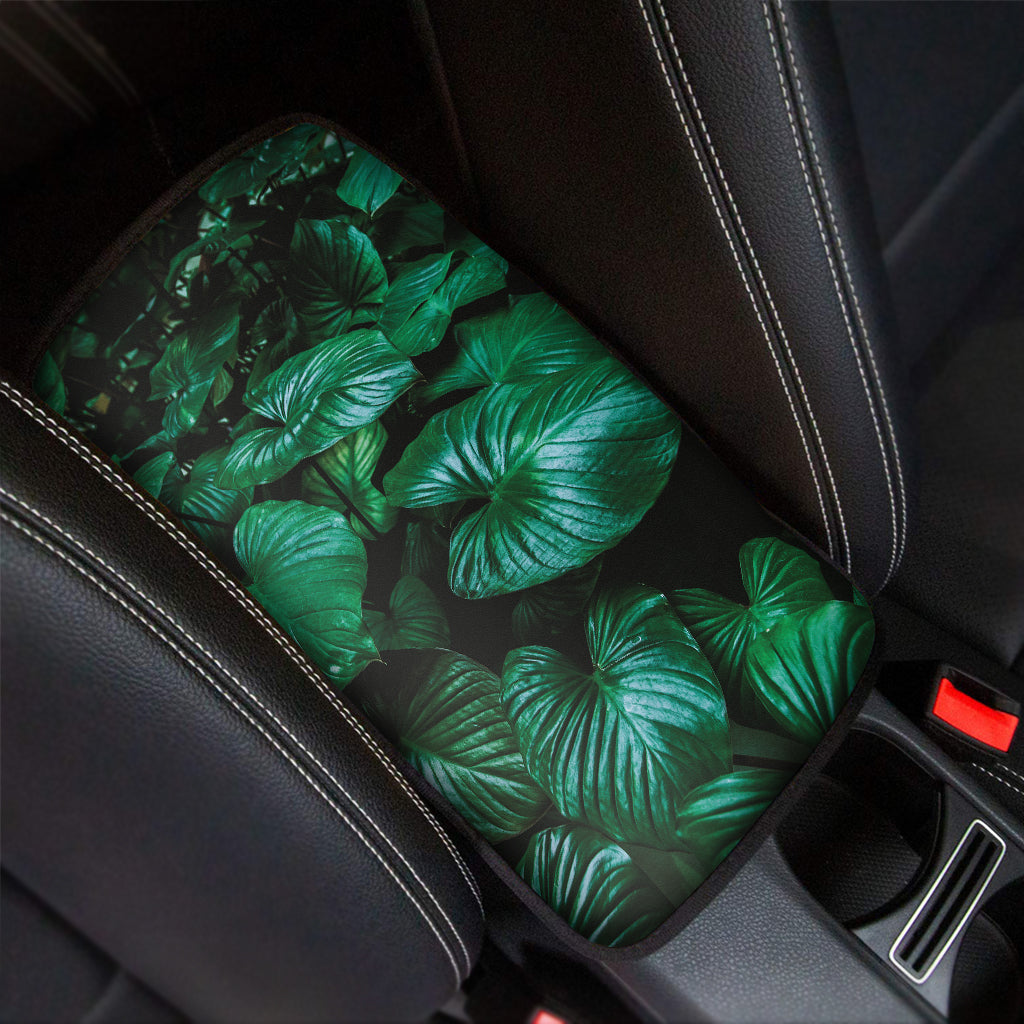 Natural Tropical Leaf Print Car Center Console Cover