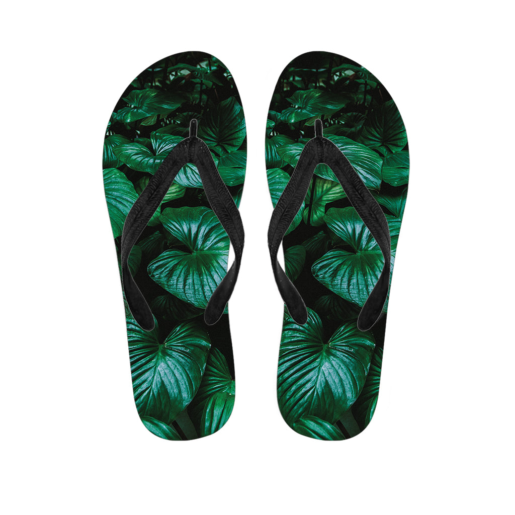 Natural Tropical Leaf Print Flip Flops