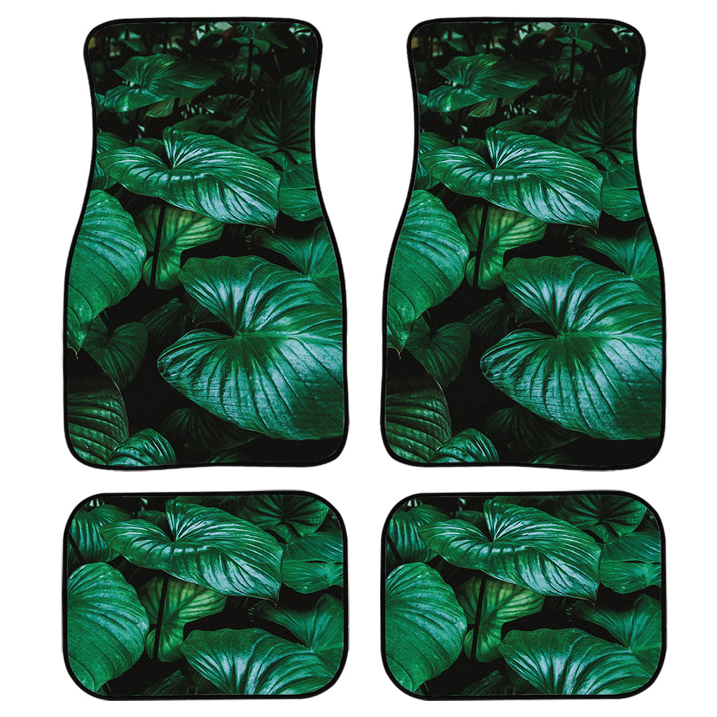 Natural Tropical Leaf Print Front and Back Car Floor Mats