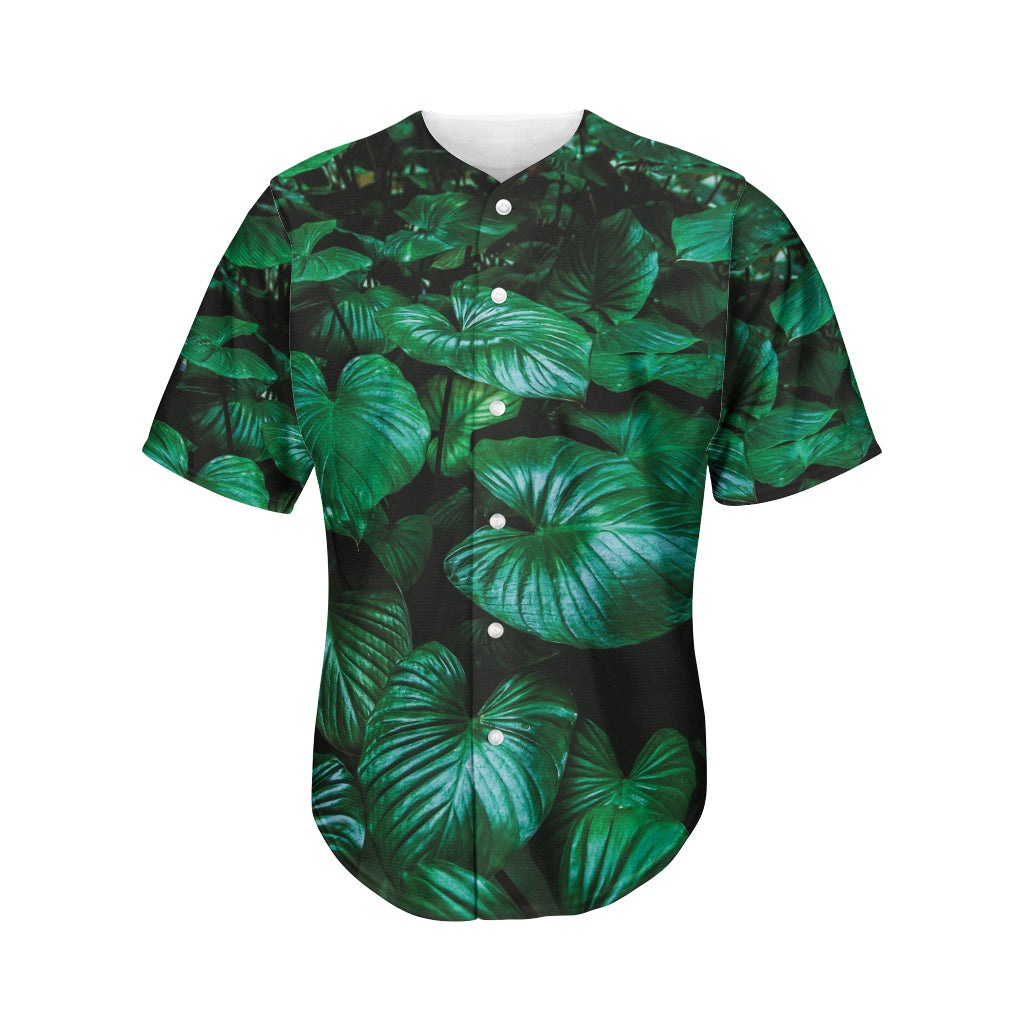 Natural Tropical Leaf Print Men's Baseball Jersey