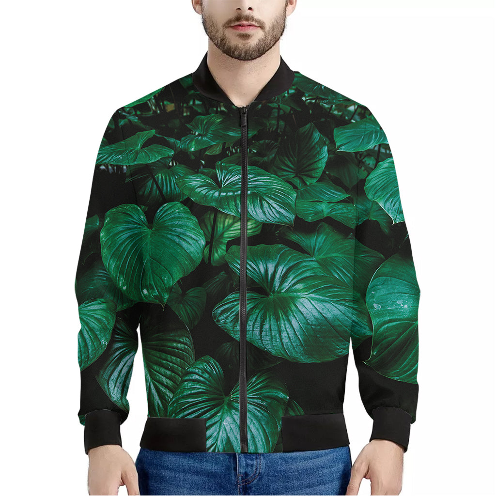 Natural Tropical Leaf Print Men's Bomber Jacket