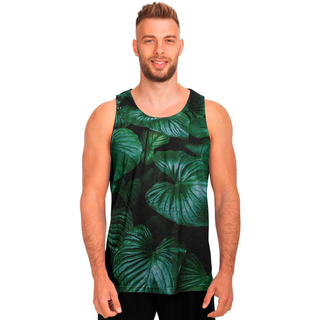 Natural Tropical Leaf Print Men's Tank Top