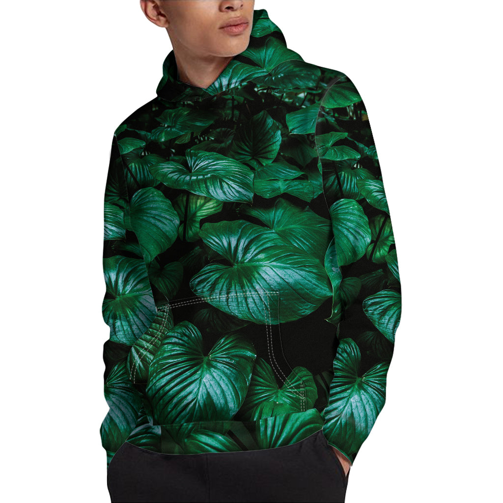 Natural Tropical Leaf Print Pullover Hoodie