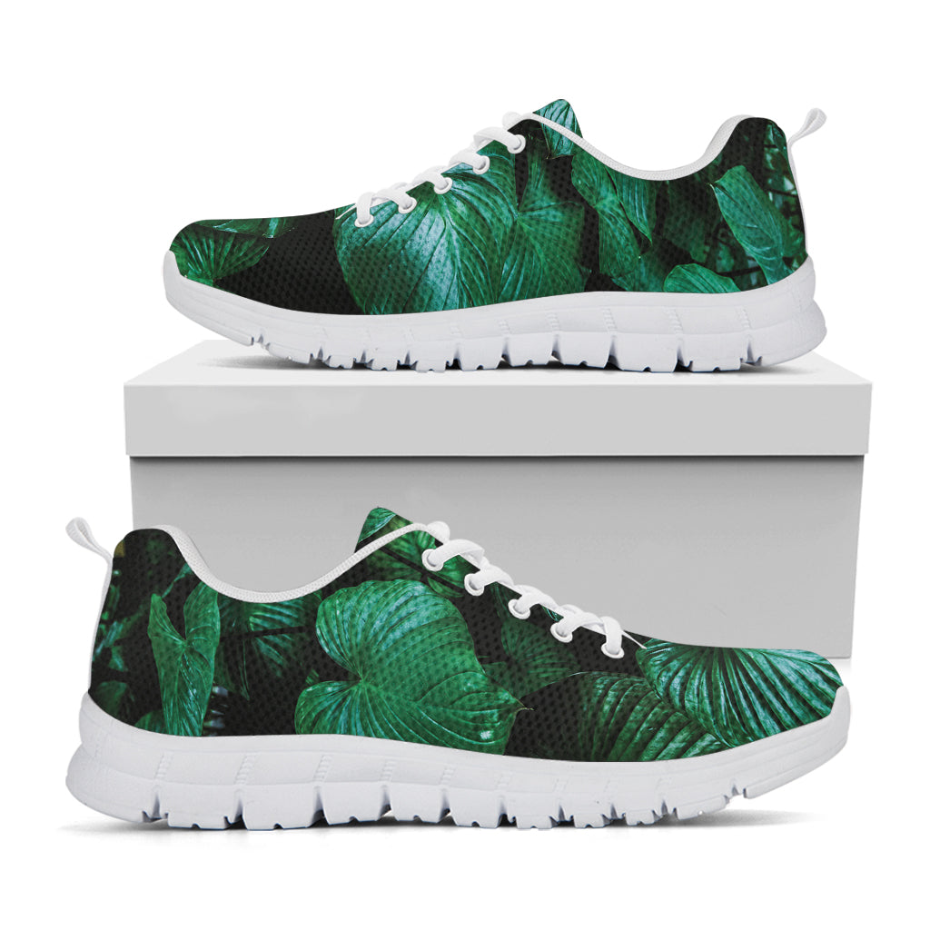 Natural Tropical Leaf Print White Sneakers