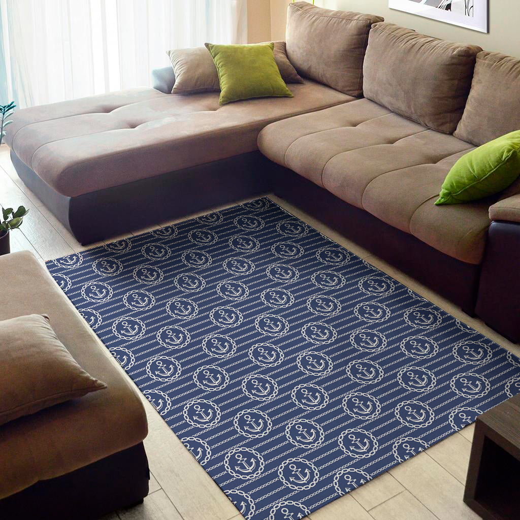 Nautical Anchor Pattern Print Area Rug