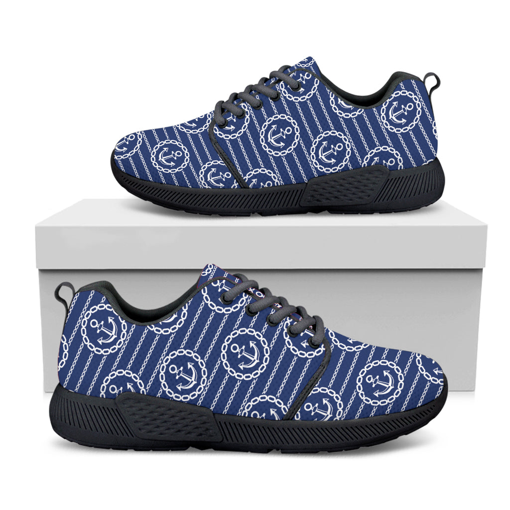 Nautical Anchor Pattern Print Black Athletic Shoes