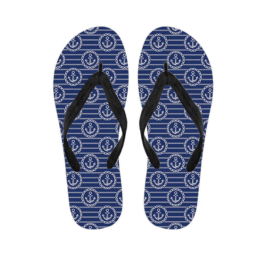 Nautical Anchor Pattern Print Flip Flops