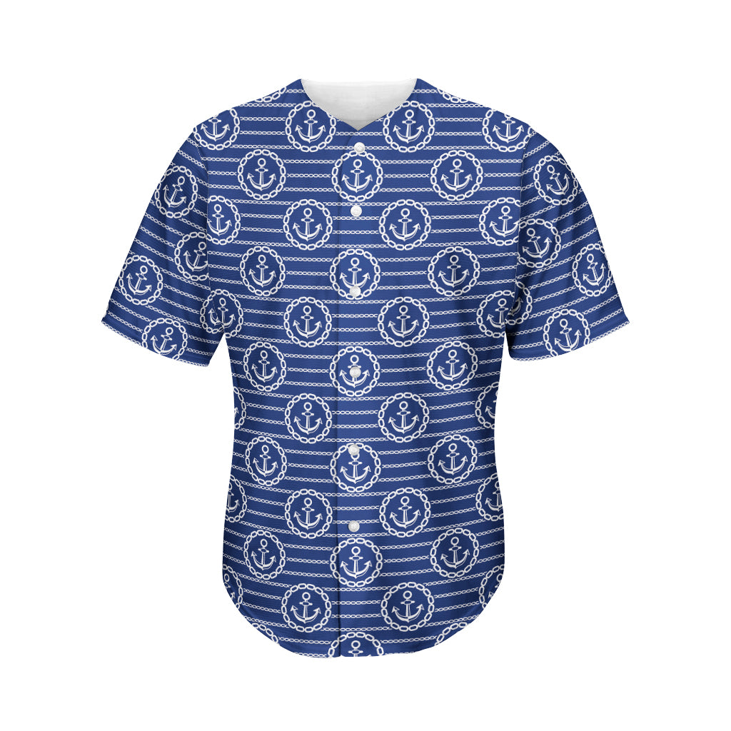 Nautical Anchor Pattern Print Men's Baseball Jersey