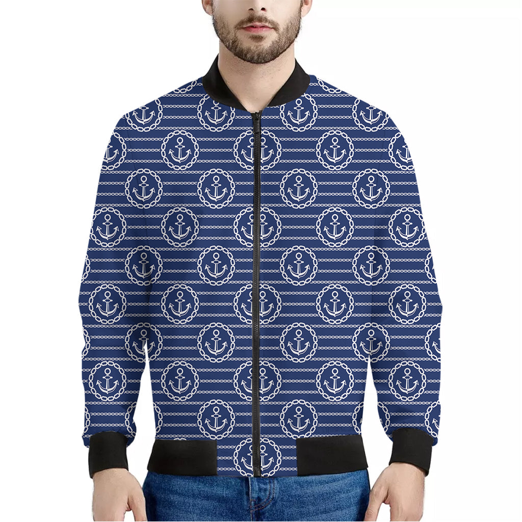 Nautical Anchor Pattern Print Men's Bomber Jacket